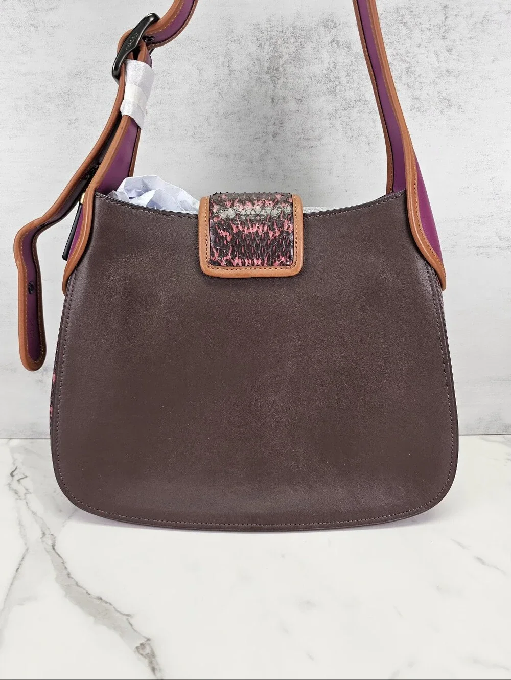 Coach Courier Hobo Bag With Snakeskin Trim - NWT